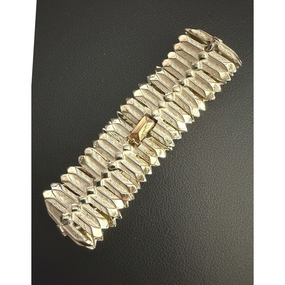 Vintage Kramer Bracelet Brutalist MCM Silver Tone Signed